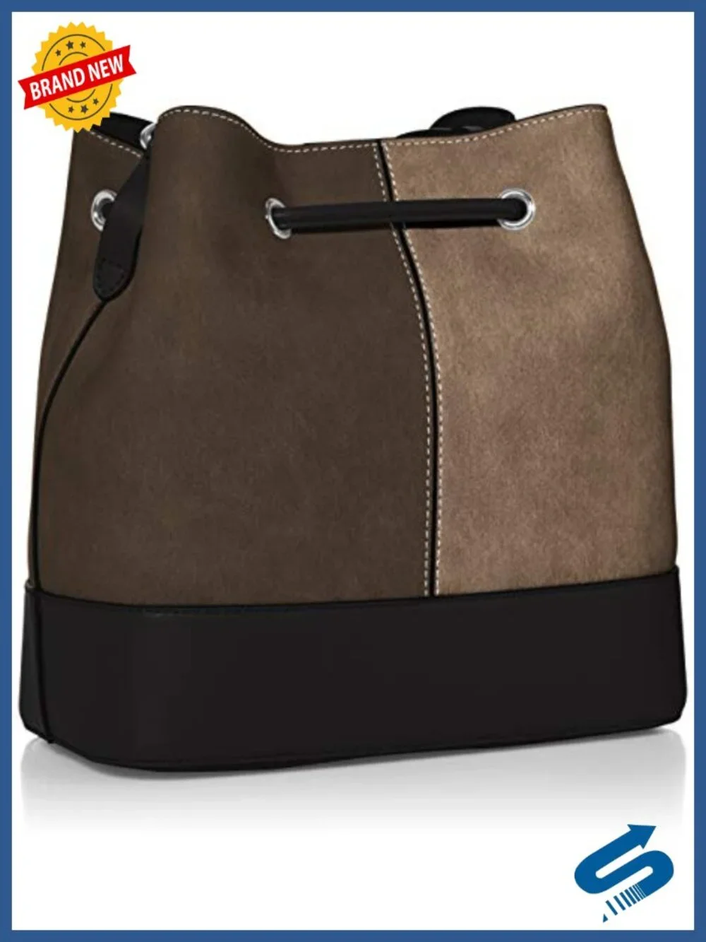 Faux Leather Bucket Shoulder Bag Drawstring Closure Convertible Crossbody Purse